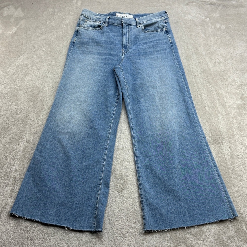 Frank & Eileen Galway Jeans Womens 30 Wide Leg Raw Hem Quiet Luxury Chic Denim